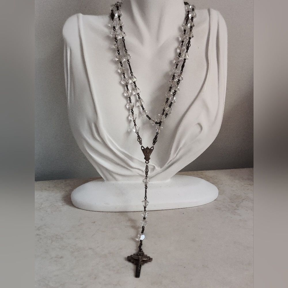 Vintage/Antique Sterling Silver and Crystal Rosary